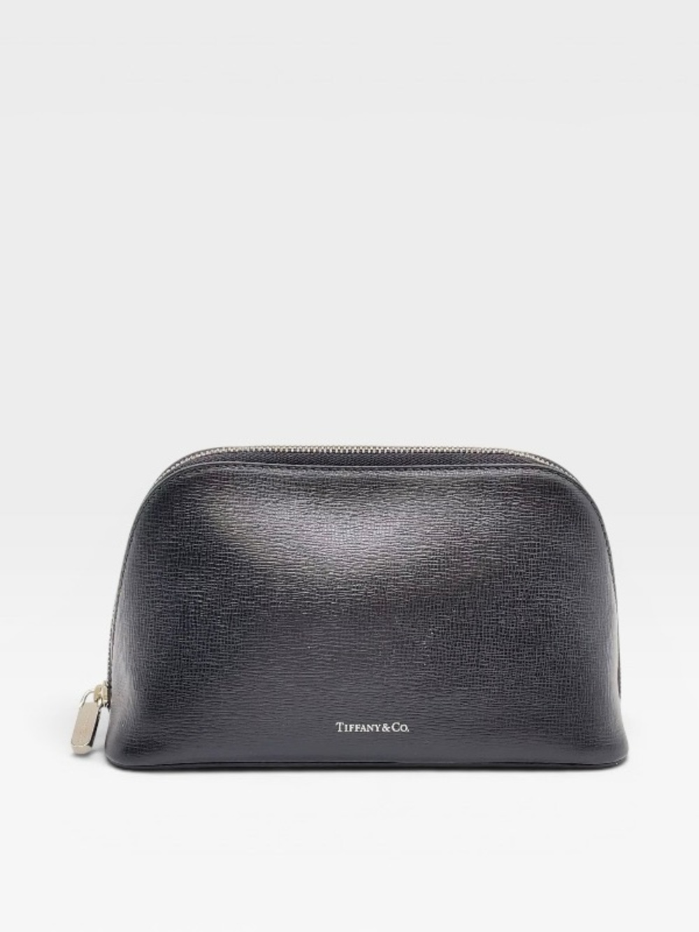 Tiffany & Co. Black Leather Zip Pouch with Gold Hardware